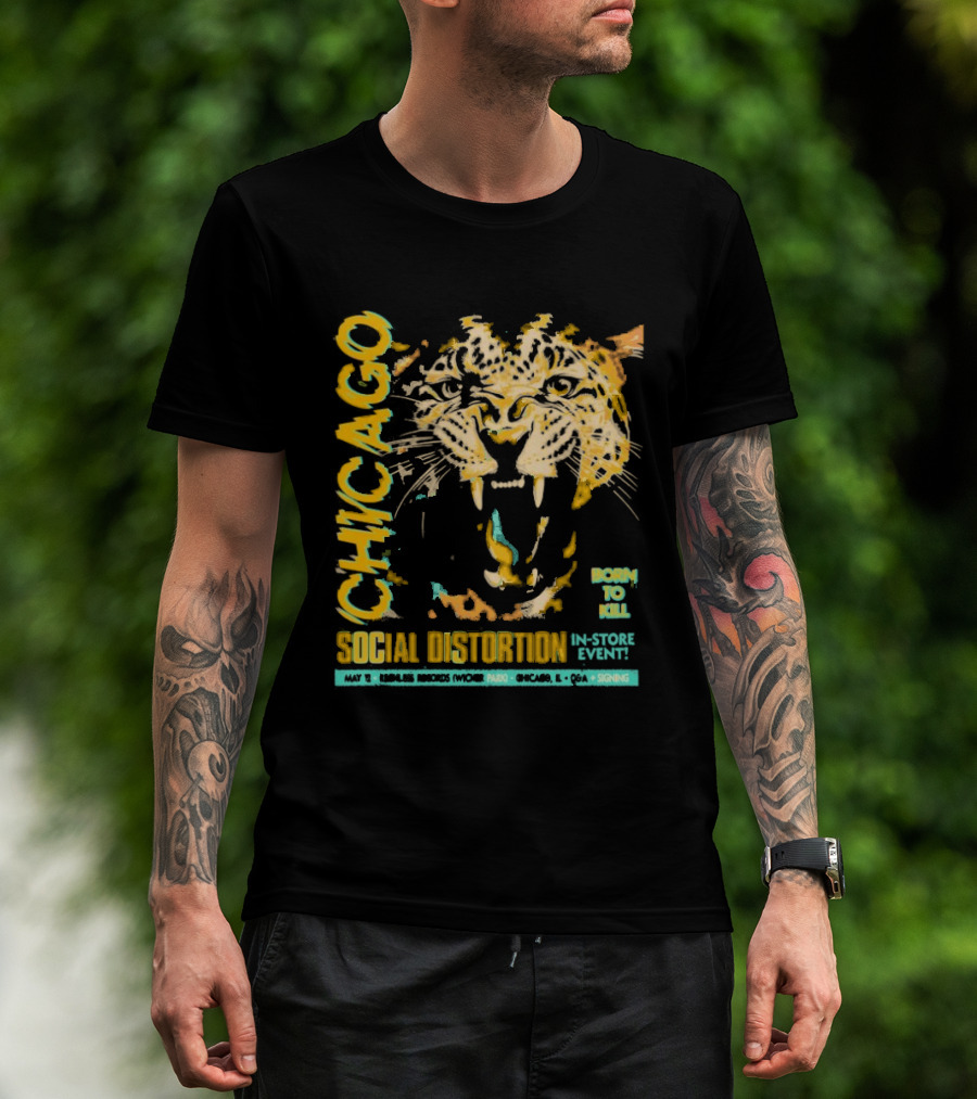 Social Distortion May 12 2025 Chicago IL Born To Kill Tiger T-Shirt