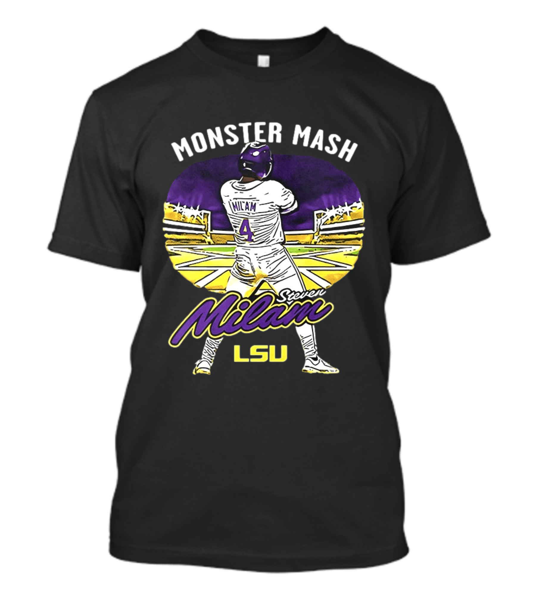 Monster Mash Steven Milam LSU Tigers Caricature NIL T-Shirt