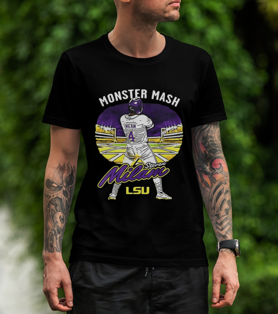 Monster Mash Steven Milam LSU Tigers Caricature NIL T-Shirt