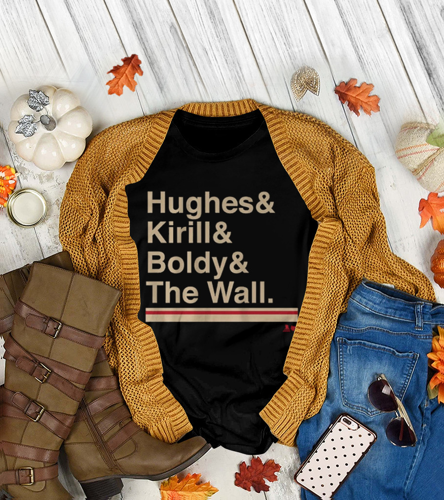 Hughes Kirill Boldy The Wall Minnesota Hockey Ampersand T-Shirt