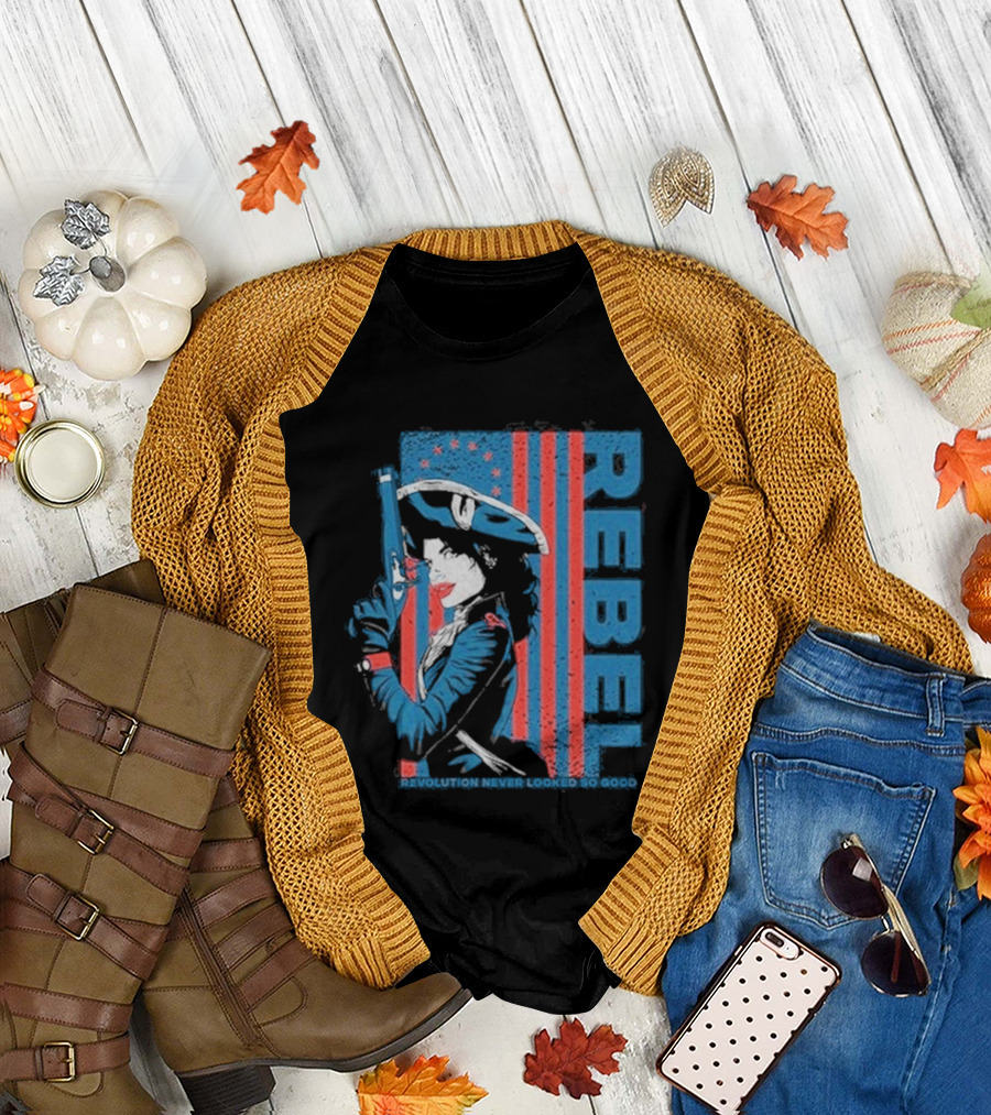 Women's Rebel Revolution Never Looked So Good Slim Fit 2026 American Flag Soldier T-Shirt