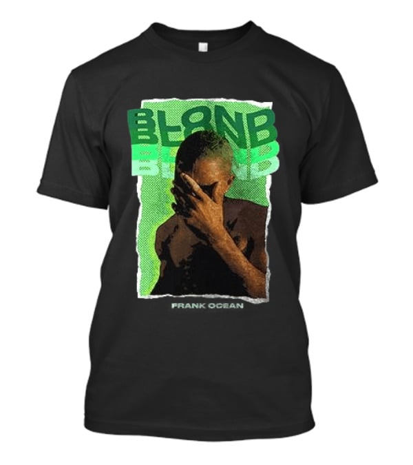 BLOND Frank Ocean Album Cover Art With Green Text And Contemplative Pose T-Shirt