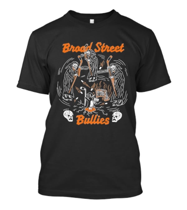 Philadelphia Broad Street Bullies Skull 2026 Hockey Sticks And Flames T-Shirt