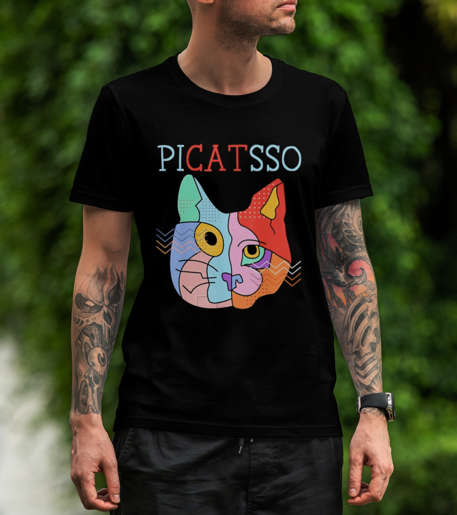 Picatsso Cat Colorful Cubist Style Artistry T-Shirt