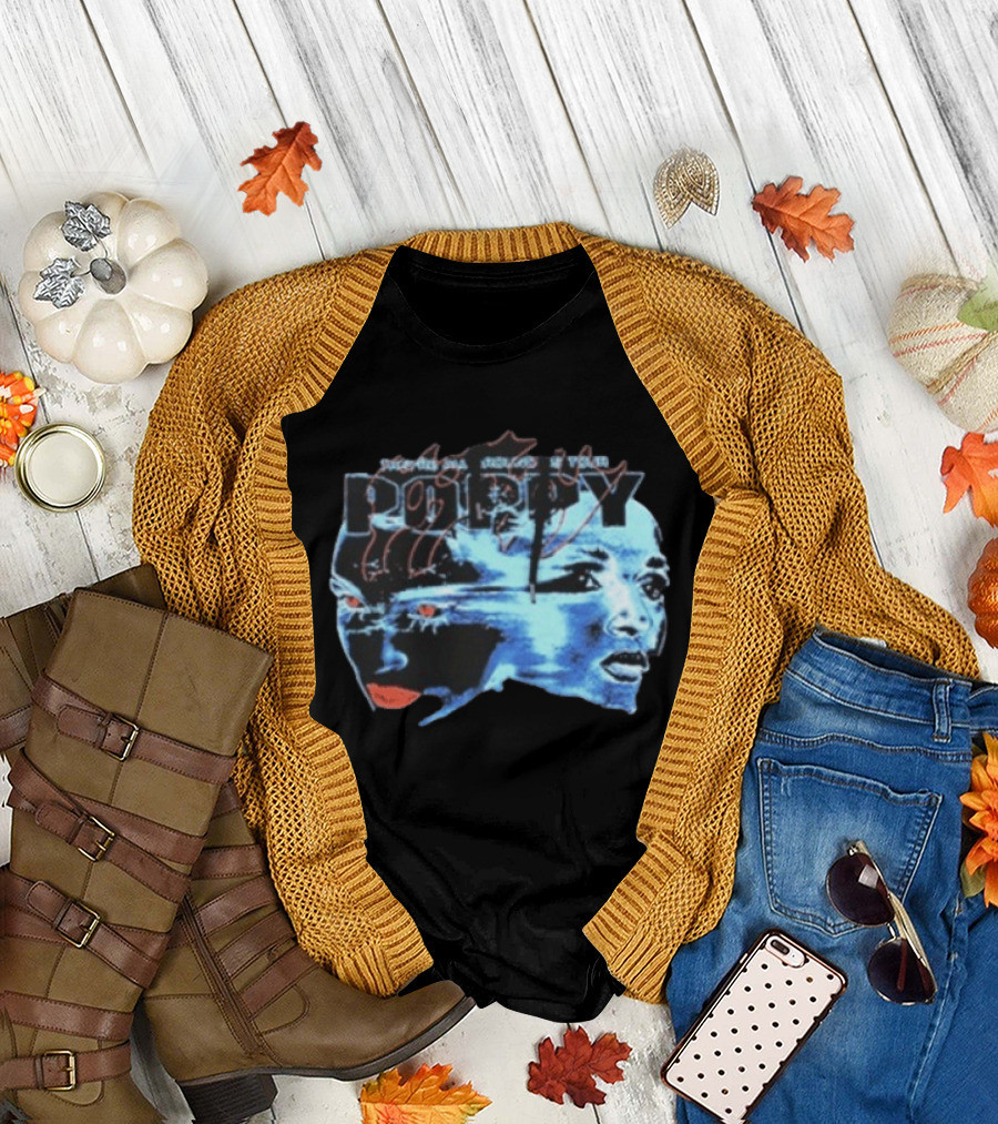 Poppy Split Poppy They're All Around Us Red Eyes Dual Faces Blue Tone T-Shirt