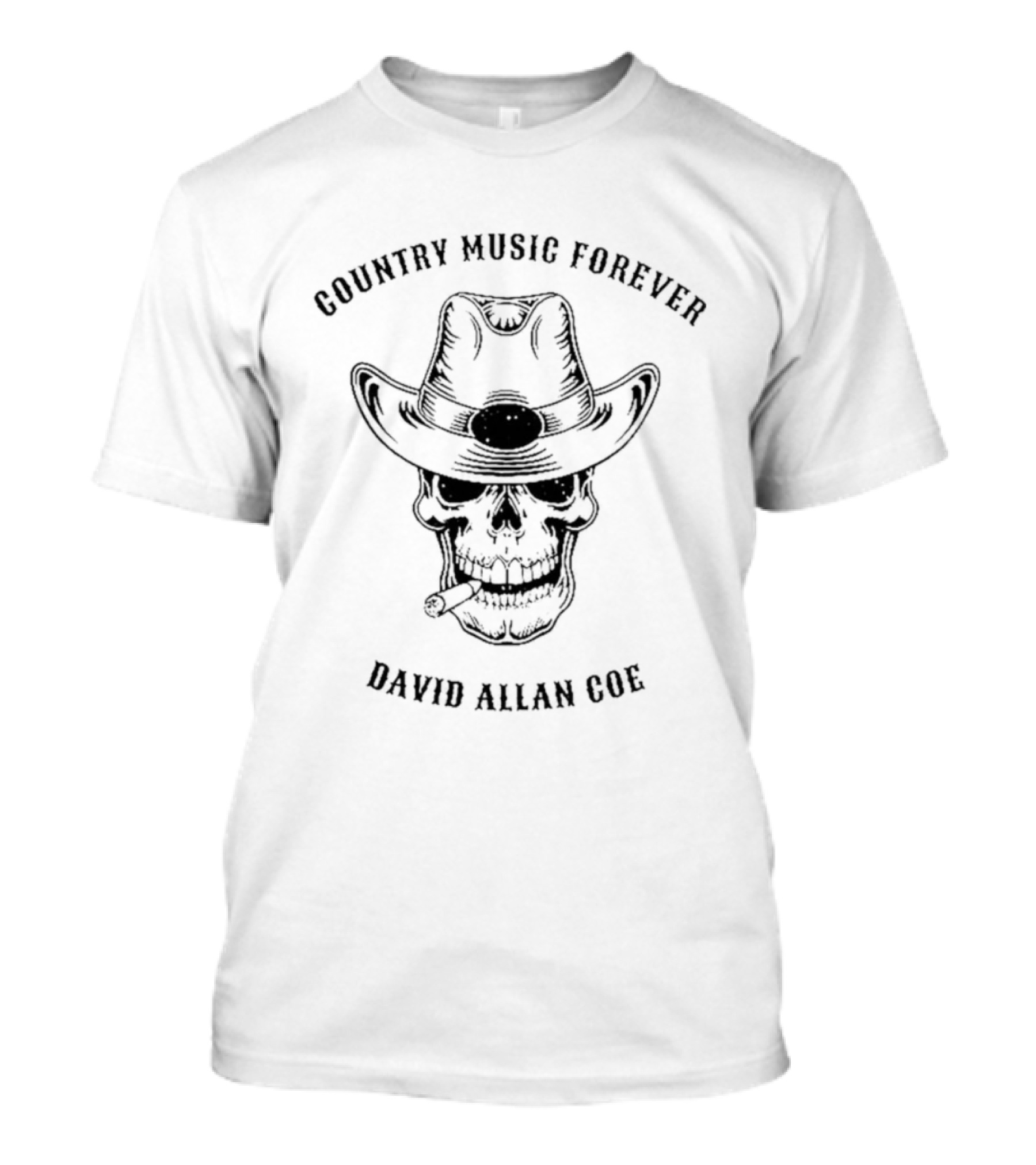 Country Music Forever David Allan Coe Cowboy Skull T-Shirt