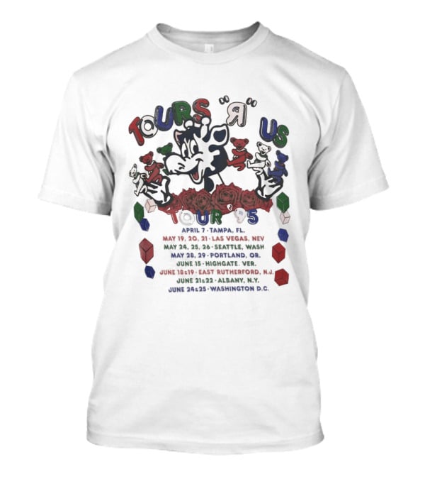 Grateful Dead 1995 Tours R US Tampa Las Vegas Seattle Portland Washington D.C. Rare T-Shirt