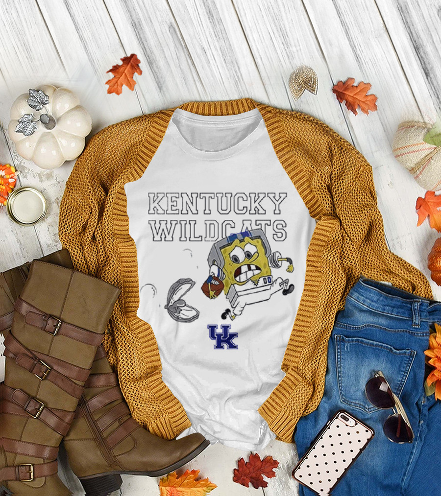 Kentucky Wildcats Spongebob SquarePants Football Collaboration T-Shirt
