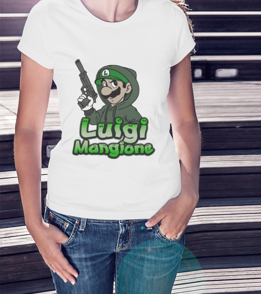 Luigi Mangione Super Mario Gun T-Shirt