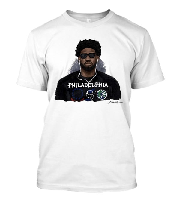 Philadelphia Basketball Sixers Joel Embiid Artwork By D. Sarana T-Shirt