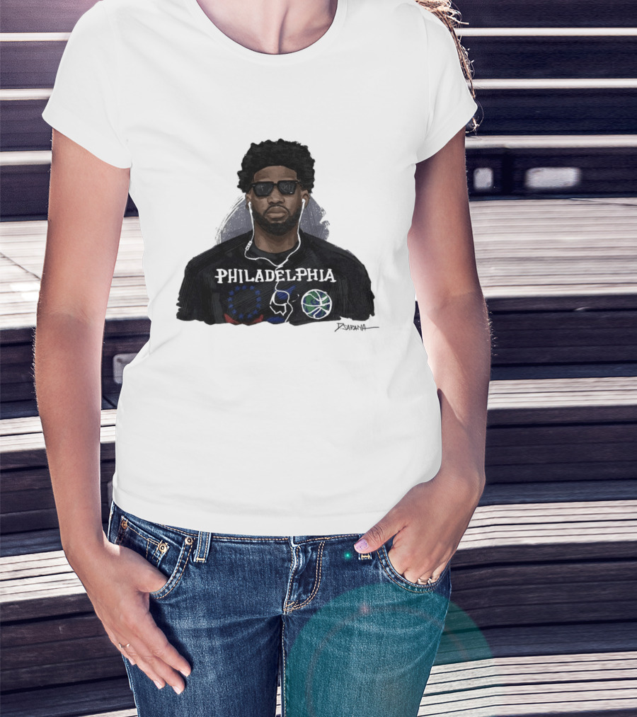 Philadelphia Basketball Sixers Joel Embiid Artwork By D. Sarana T-Shirt