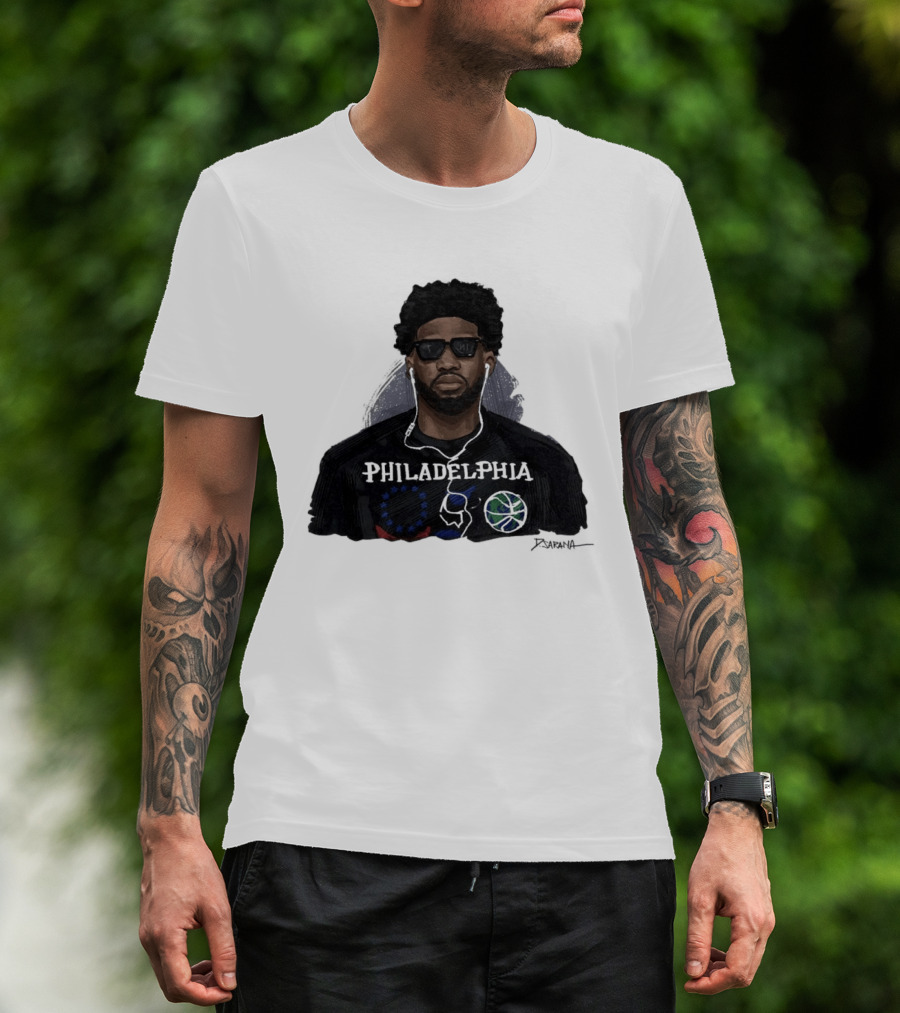 Philadelphia Basketball Sixers Joel Embiid Artwork By D. Sarana T-Shirt