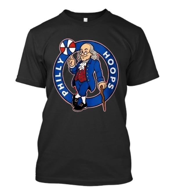 Ben Franklin Philly Hoops Basketball Icon With Dribbling Ball T-Shirt
