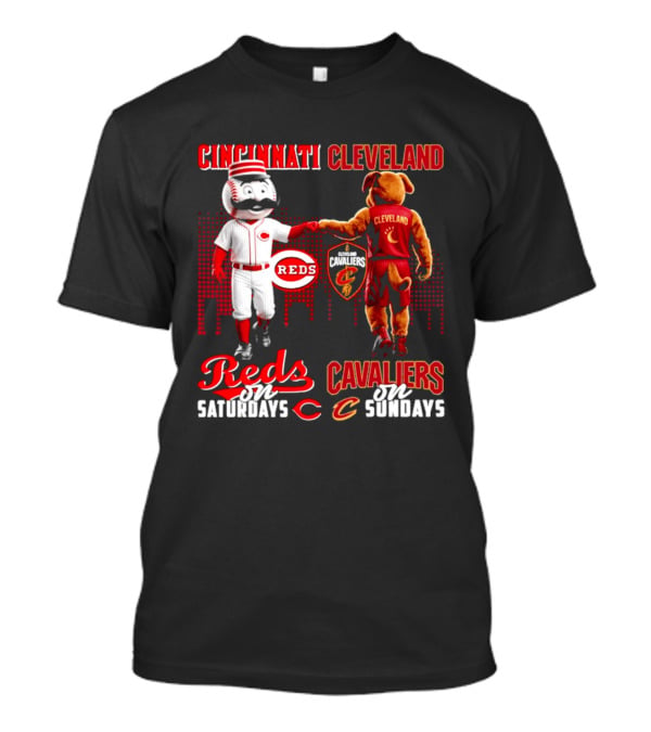 Cincinnati Reds Saturdays Vs Cleveland Cavaliers Sundays Skyline T-Shirt