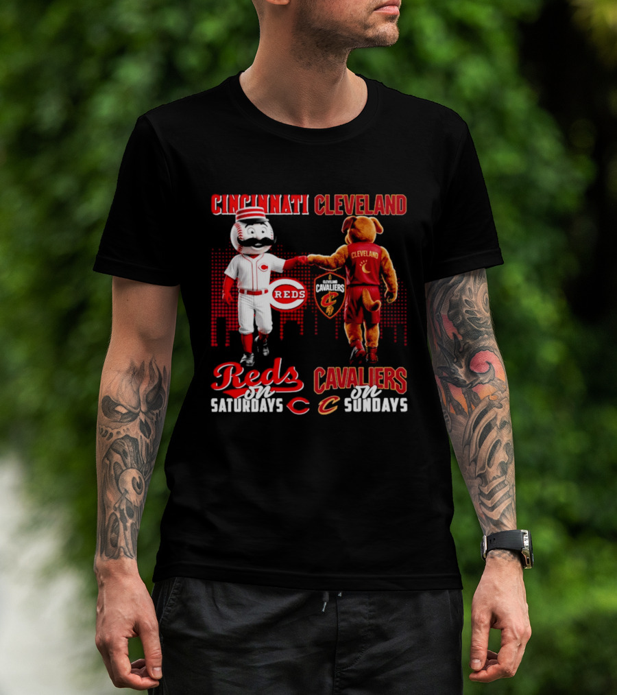 Cincinnati Reds Saturdays Vs Cleveland Cavaliers Sundays Skyline T-Shirt