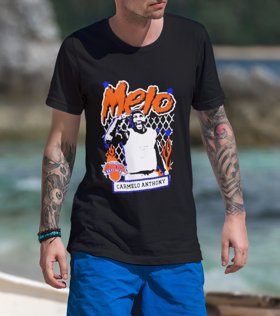 Melo Carmelo Anthony New York Knicks NBA Street Player Mitchell Ness T-Shirt