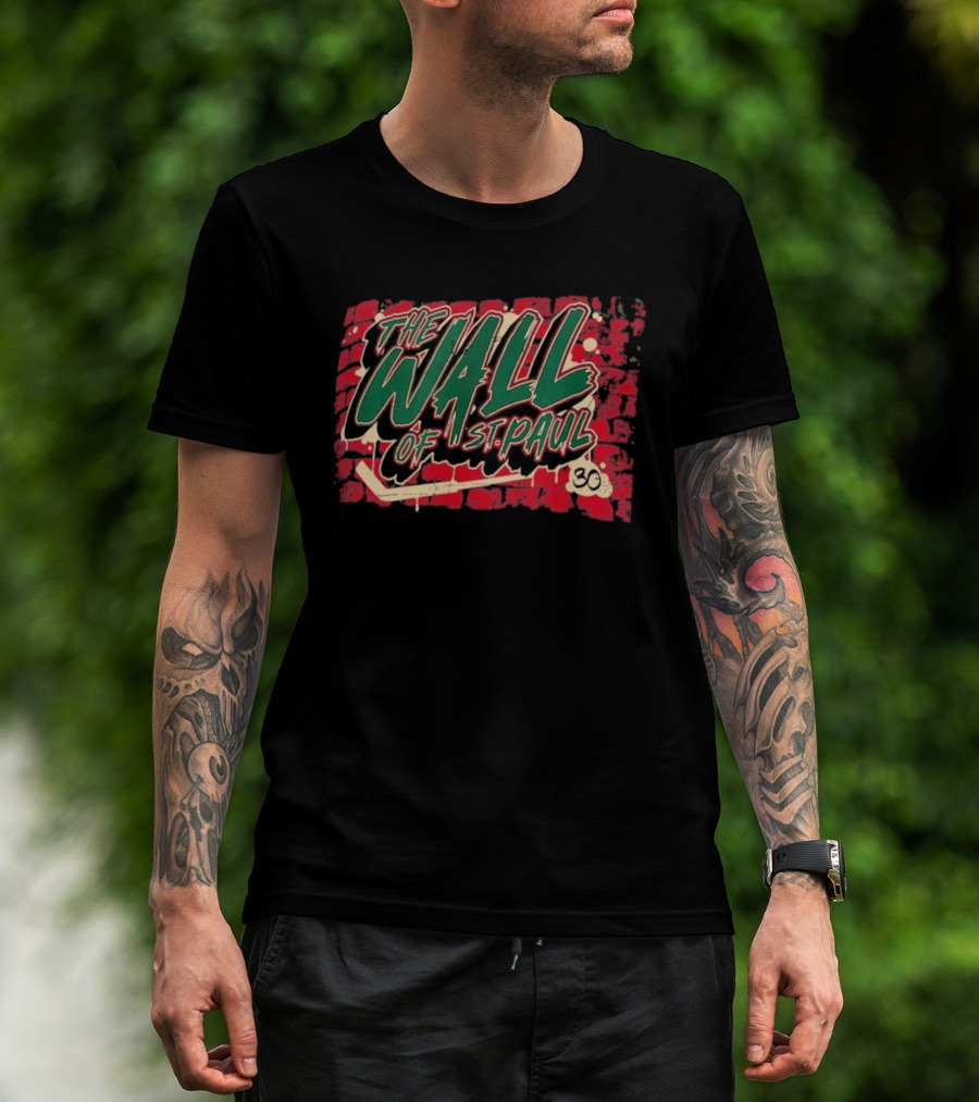 The Wall Of St. Paul Hockey Brick Design Bold Text 30 T-Shirt
