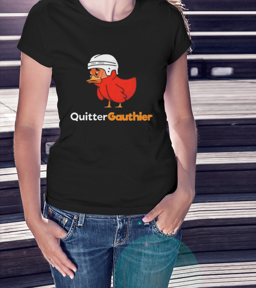 Philadelphia Flyers Quitter Gauthier 2026 NHL Hockey Controversial Helmeted Duck T-Shirt