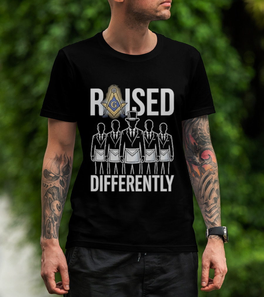 Raised Differently Freemason Symbol And Five Figures T-Shirt