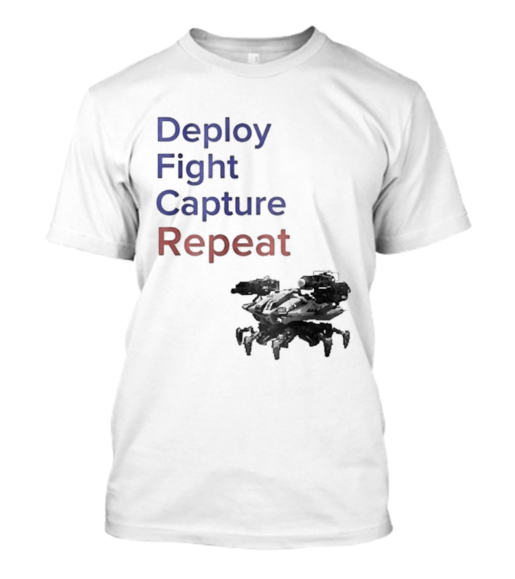 War Robots Deploy Fight Capture Repeat Strategy Gameplay T-Shirt