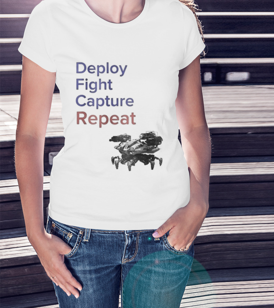 War Robots Deploy Fight Capture Repeat Strategy Gameplay T-Shirt
