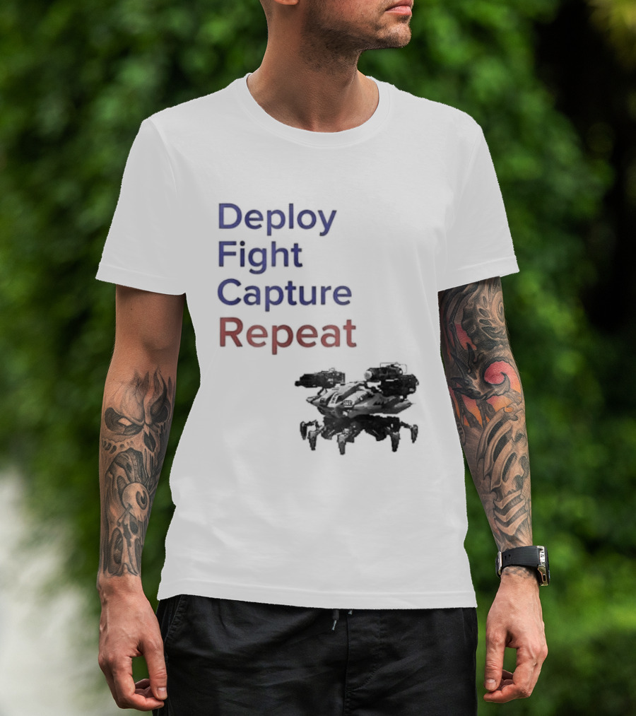 War Robots Deploy Fight Capture Repeat Strategy Gameplay T-Shirt