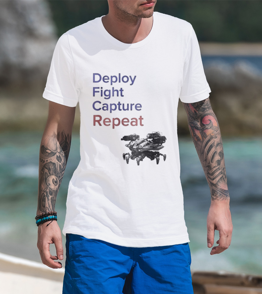 War Robots Deploy Fight Capture Repeat Strategy Gameplay T-Shirt