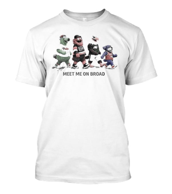 Philadelphia Sports Mascots Abbey Road Meet Me On Broad T-Shirt