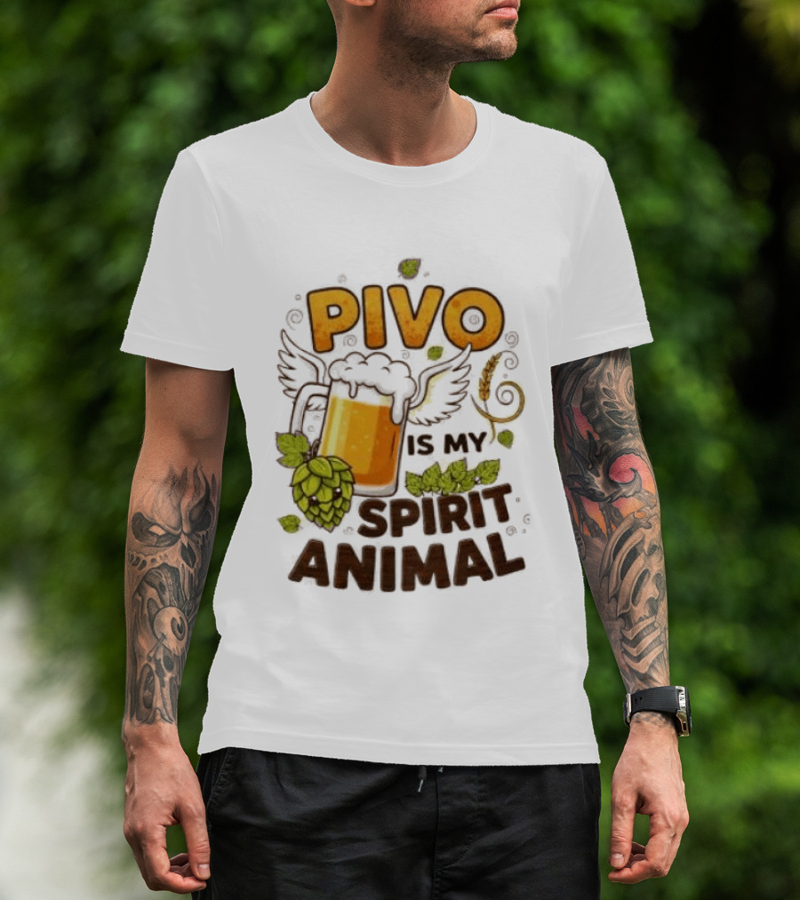 Pivo Is My Spirit Animal Beer Lover Hops Wheat Wings T-Shirt