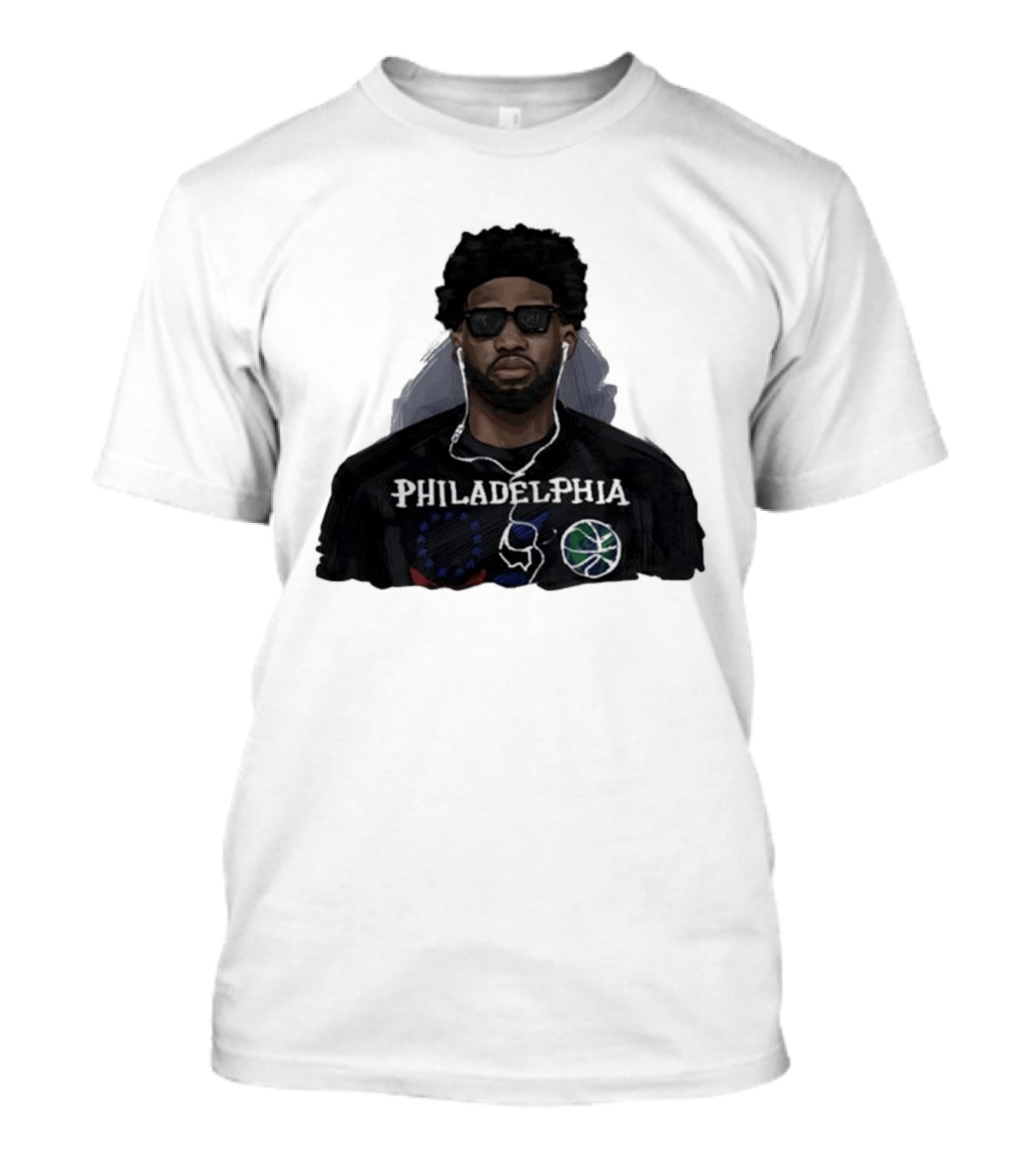 Philadelphia Basketball Player In Sunglasses Earphones T-Shirt