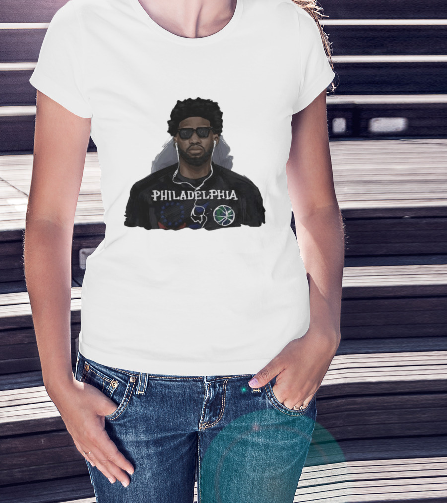 Philadelphia Basketball Player In Sunglasses Earphones T-Shirt