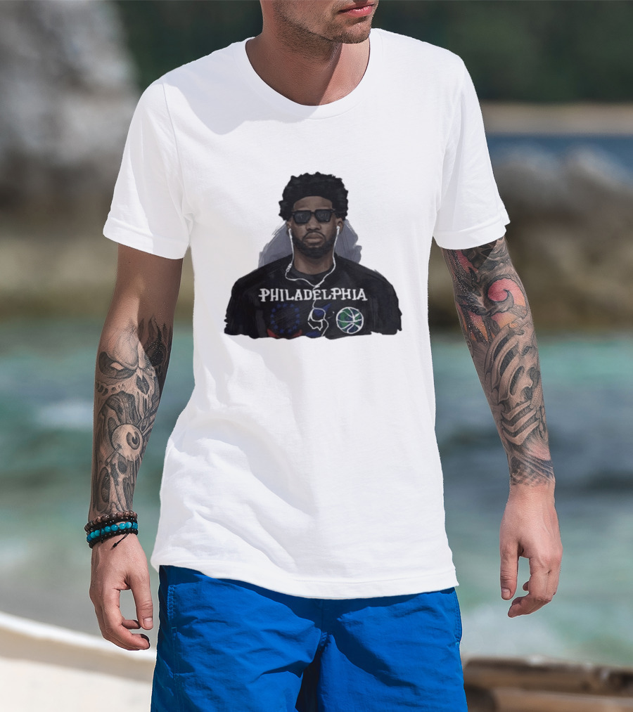 Philadelphia Basketball Player In Sunglasses Earphones T-Shirt