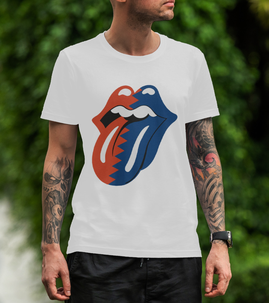 Rolling Stones Big Mouth Tongue Rare Red Blue Contrast T-Shirt