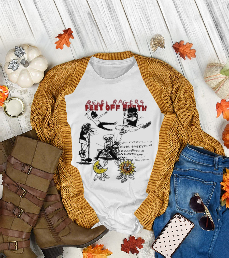 Rebel Ragers Feet of Earth Tour Kid Cudi 2026 Concept Art Moon Sun Characters T-Shirt