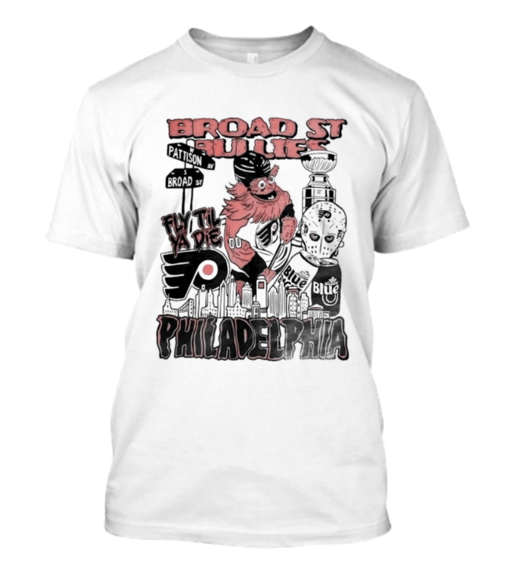Broad St Bullies Fly Til Ya Die Philadelphia Flyers Gritty T-Shirt