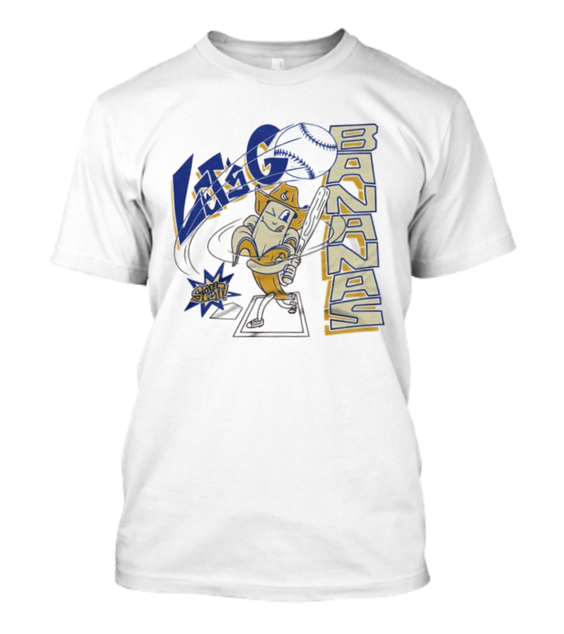 Let's Go Bananas Slugger Cartoon Baseball Bat T-Shirt