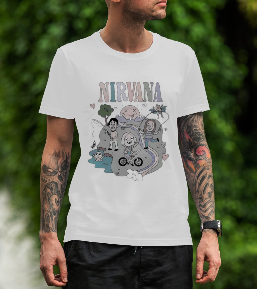 Lorful Nirvana Colorful Childlike Scene With Trees And Hearts T-Shirt