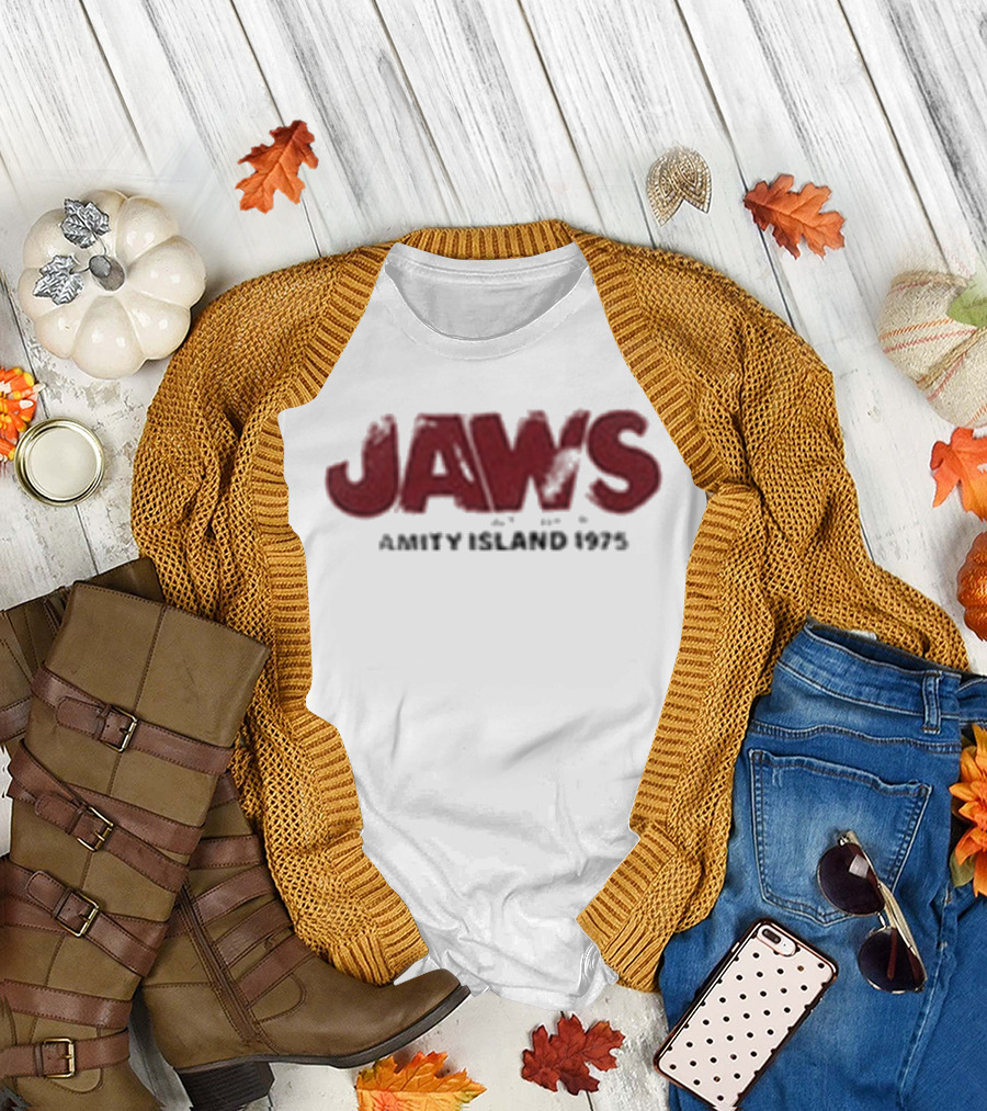 Jaws Amity Island 1975 Surdimensionné Imprimé T-Shirt