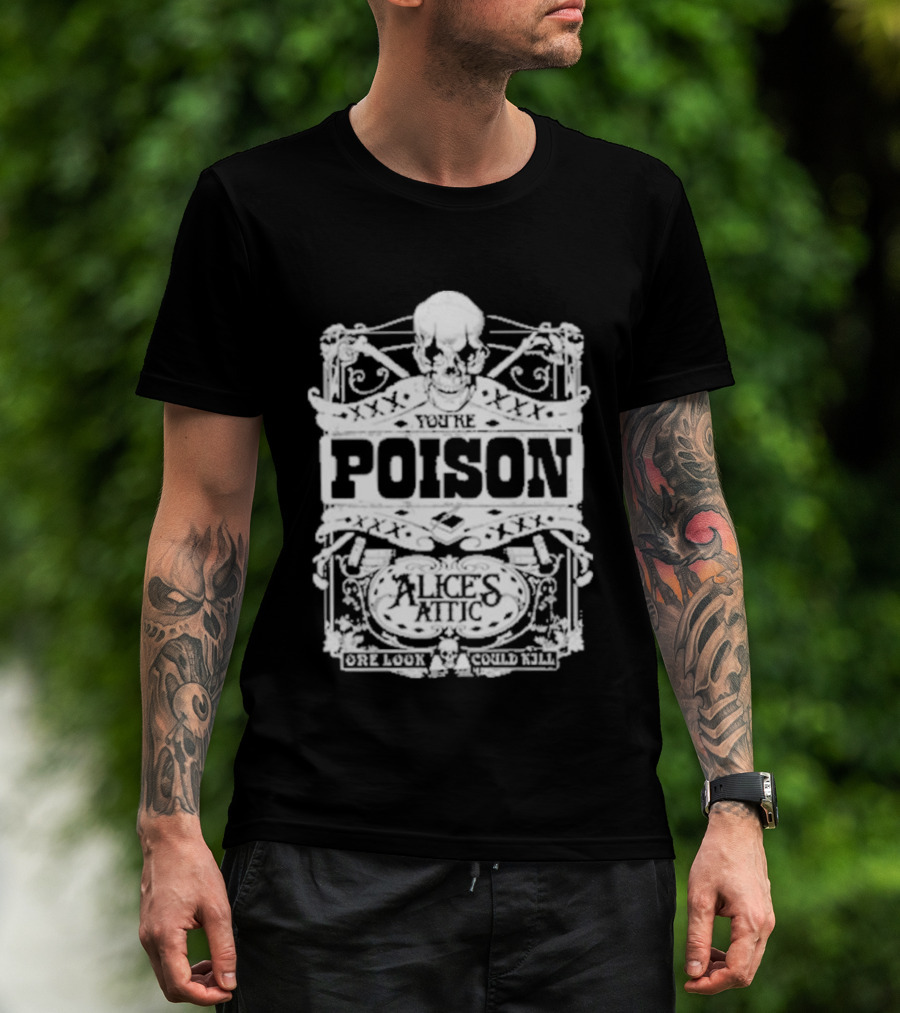 Alice Cooper Poison Attic Skull Motif T-Shirt