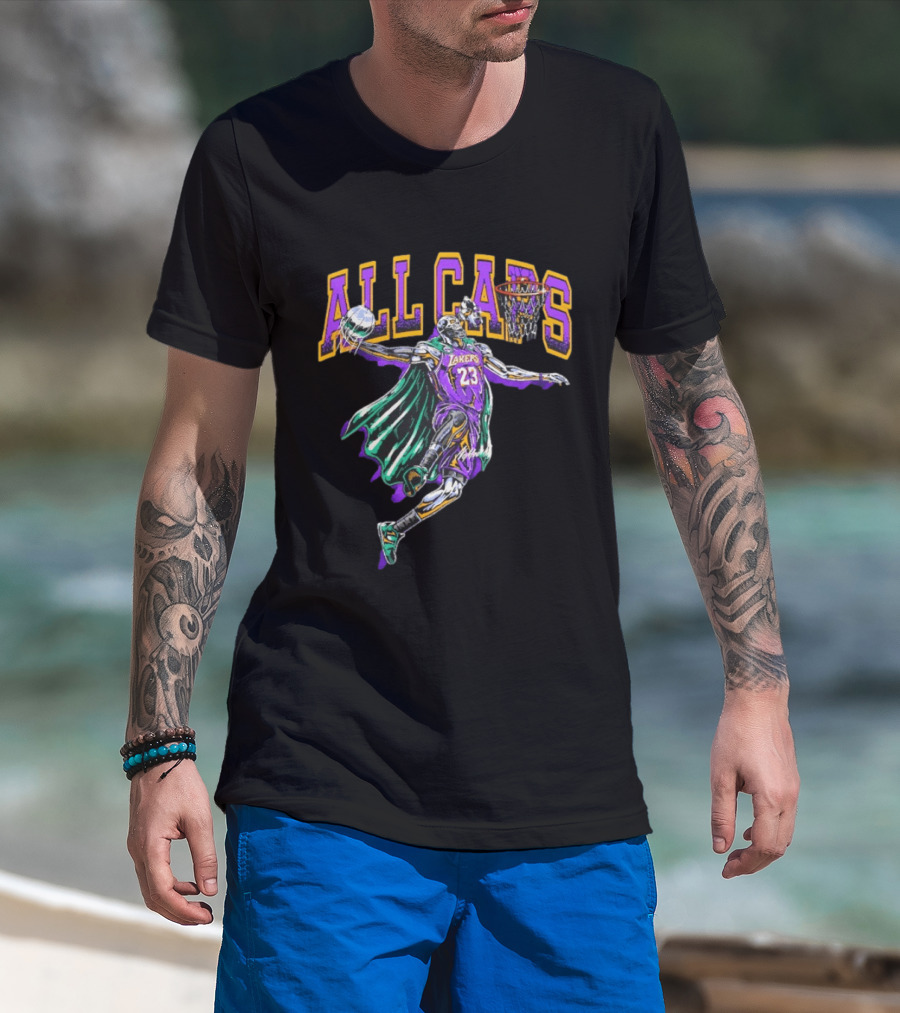 All Caps Los Angeles Lakers Lebron James Basketball 23 T-Shirt