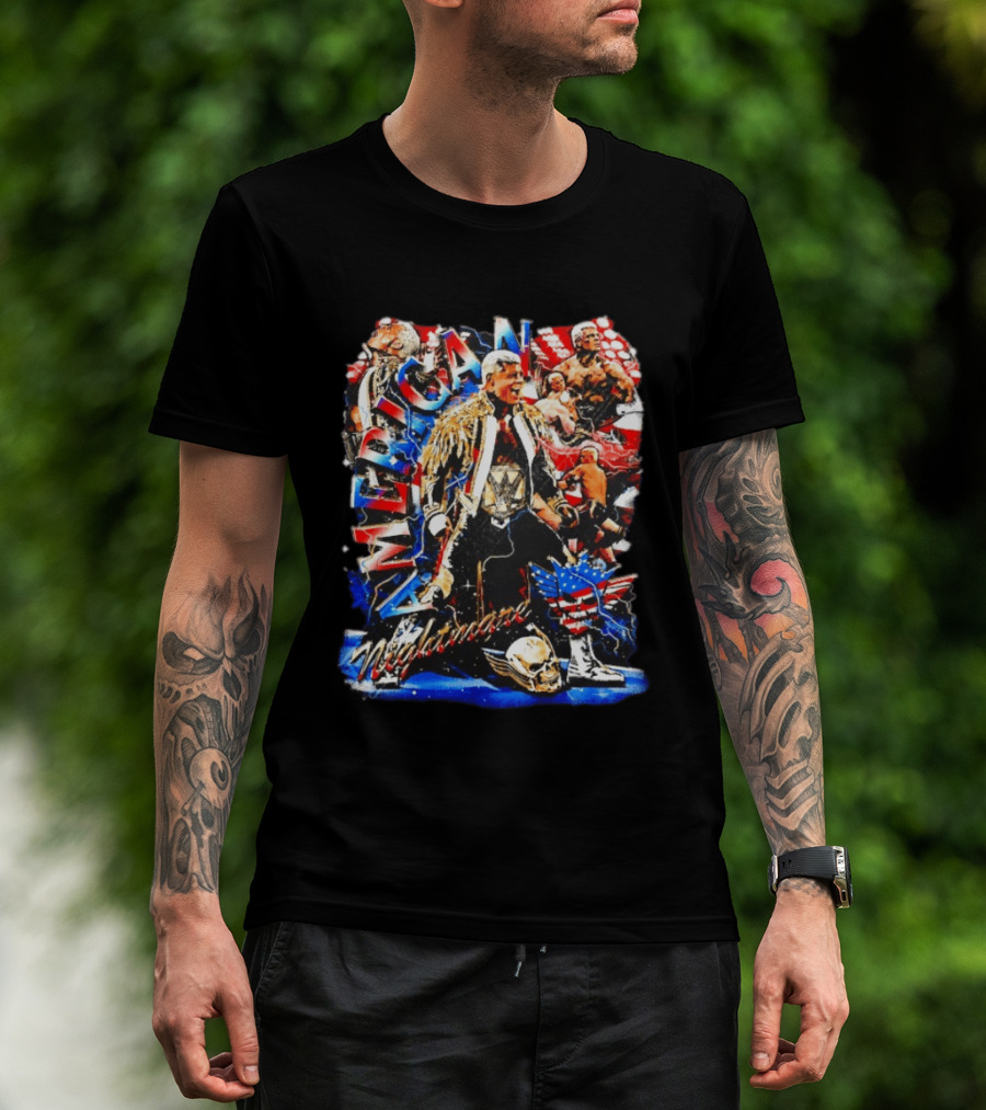 American Nightmare Cody Rhodes Wrestling Star Red White Blue Skull Jacket T-Shirt