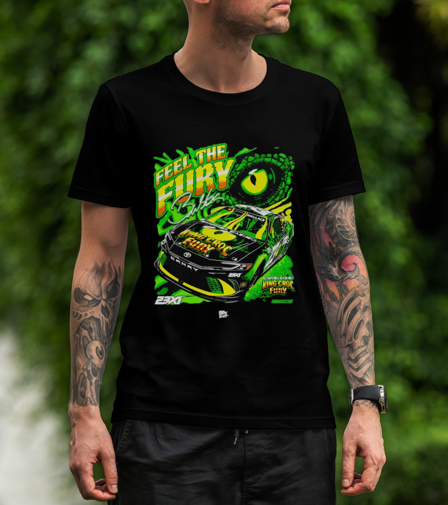 Bubba Wallace Feel The Fury King Croc Chumba Casino Toyota Camry NASCAR 23XI Racing T-Shirt