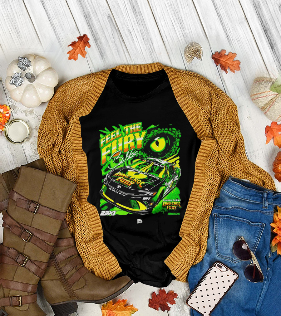 Bubba Wallace Feel the Fury King Croc Chumba Casino Toyota Camry NASCAR 23XI Racing T-Shirt