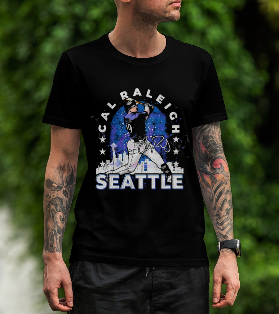 Cal Raleigh Seattle Baseball Skyline Stars T-Shirt