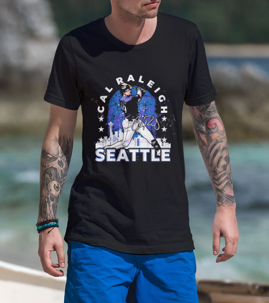 Cal Raleigh Seattle Baseball Skyline Stars T-Shirt