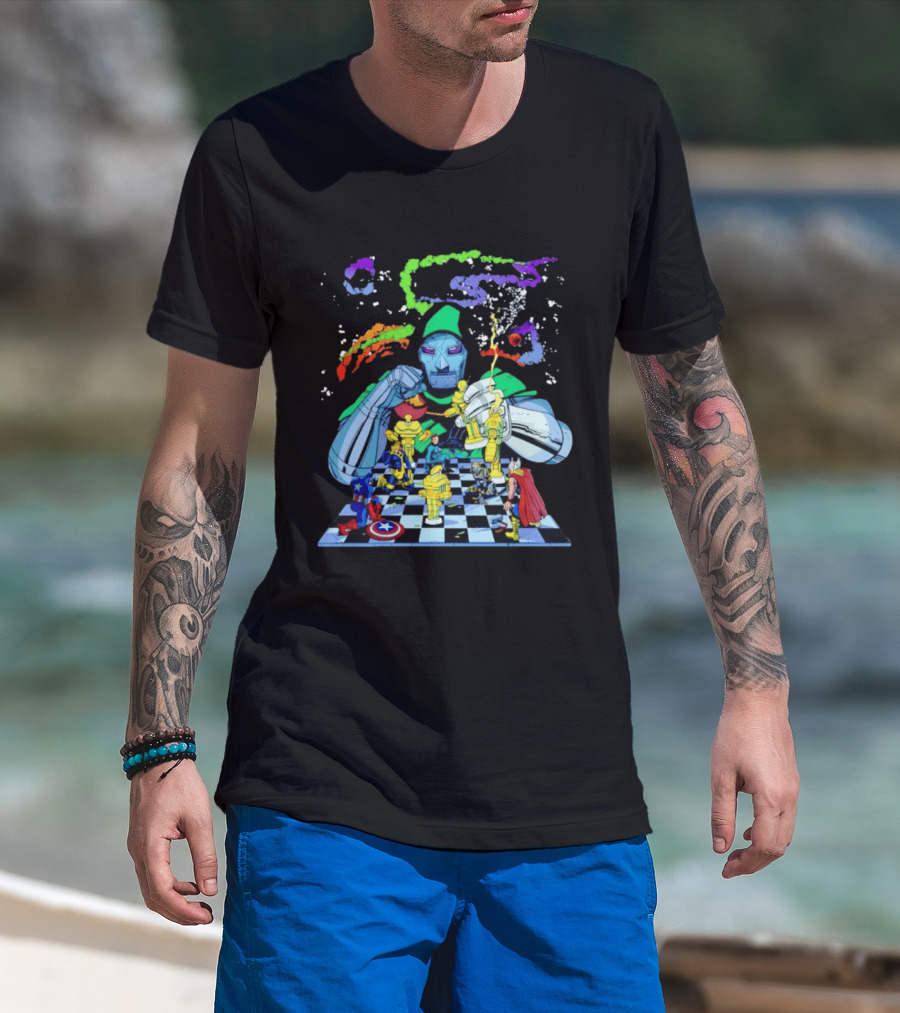 Doctor Doom Strategic Chess Battle With Marvel Heroes T-Shirt