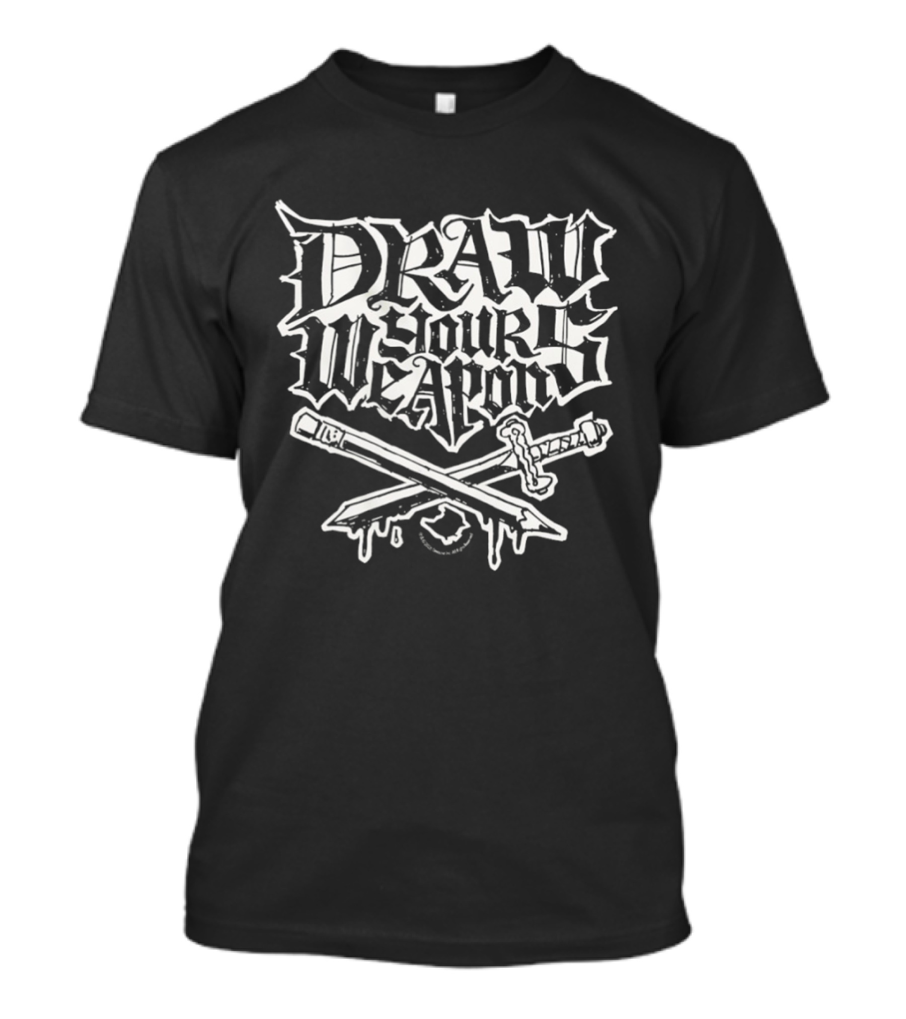 Draw Your Weapons Pen And Sword Crossed Dripping Ink T-Shirt