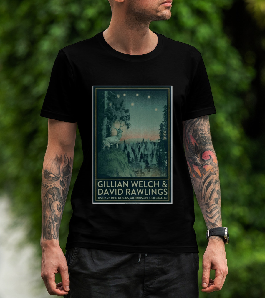 Gillian Welch & David Rawlings Red Rocks Morrison Colorado May 02 2026 T-Shirt