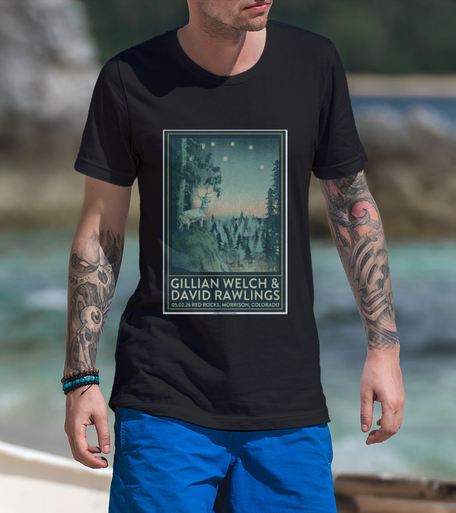 Gillian Welch & David Rawlings Red Rocks Morrison Colorado May 02 2026 T-Shirt