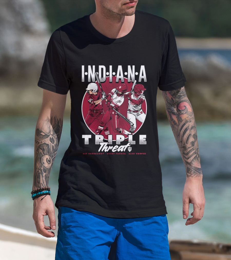 Indiana Hoosiers Softball Triple Threat Aly Van Brandt Avery Parker Alex Cooper T-Shirt